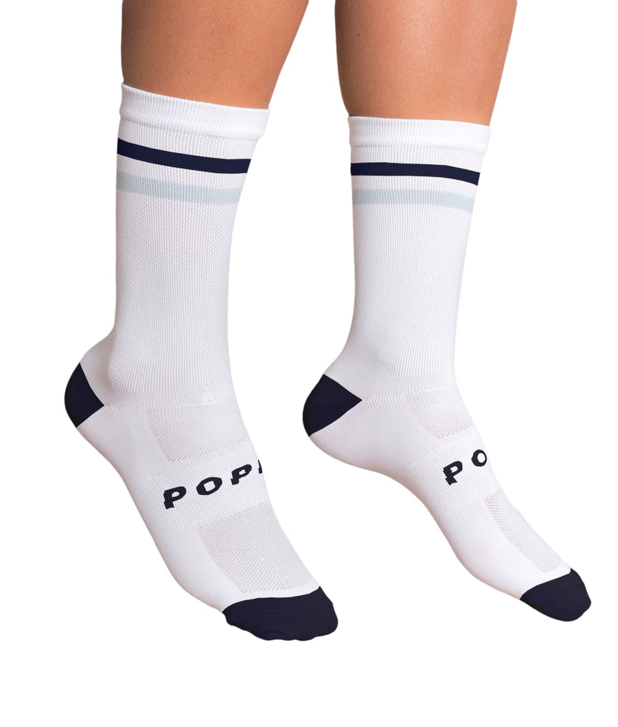 White 2 Stripes: Navy and Light Blue