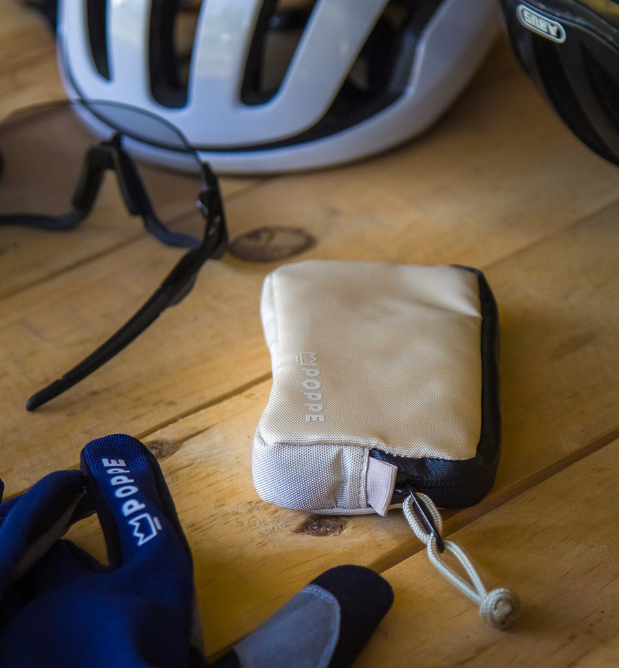 Beige cycling wallet